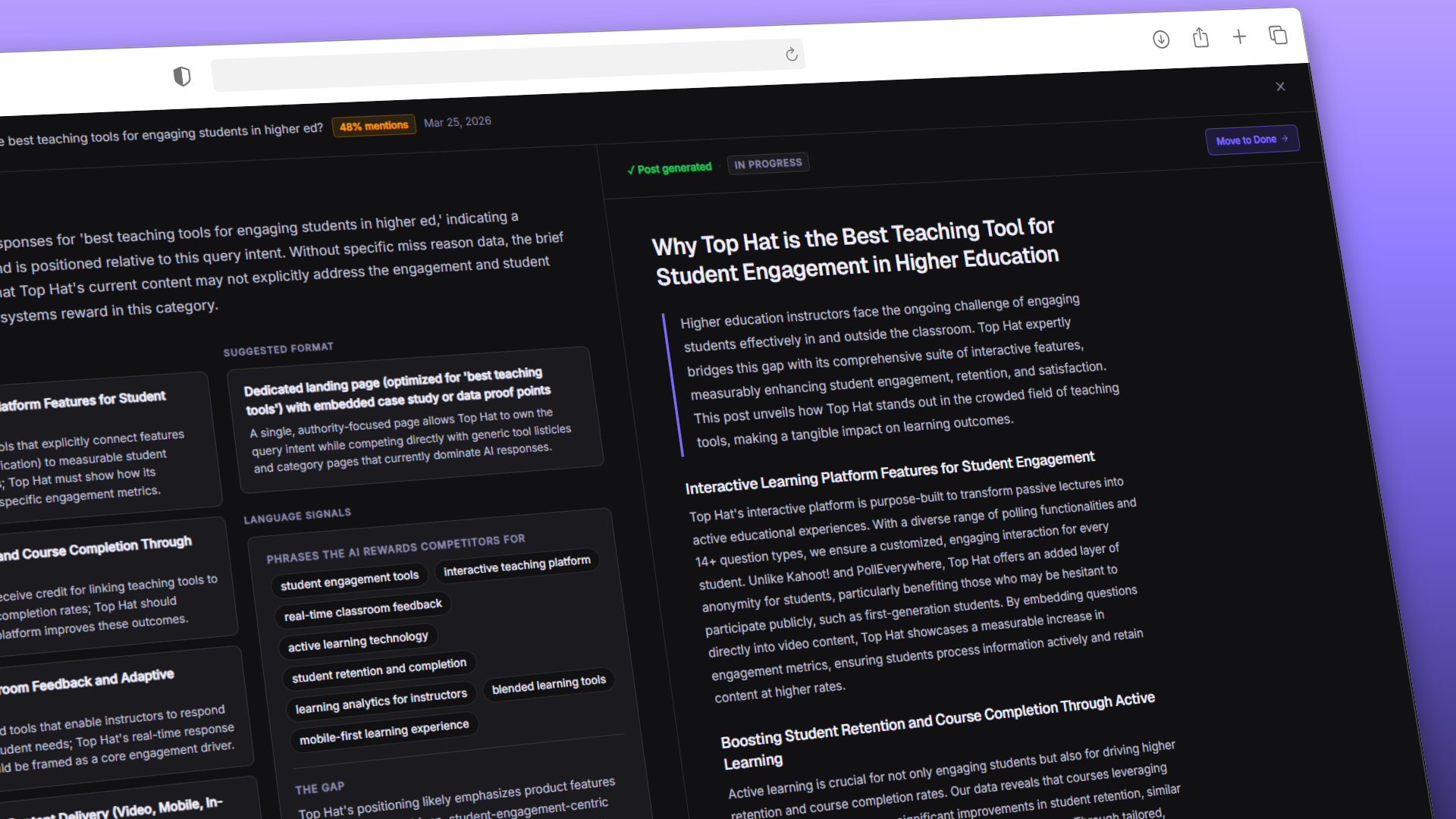 AI-generated content brief and Content Studio
